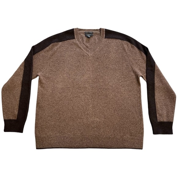 Alfani 100% Fine Cashmere Men's V-Neck Pullover Sweater  Brown Sz  Large - Picture 1 of 11